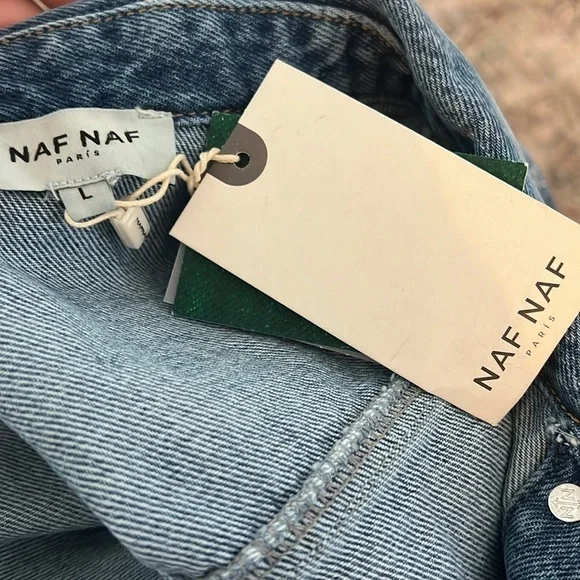 NAF NAF Women's Blue Denim Jacket Size Large BNWT - Picture 2 of 2